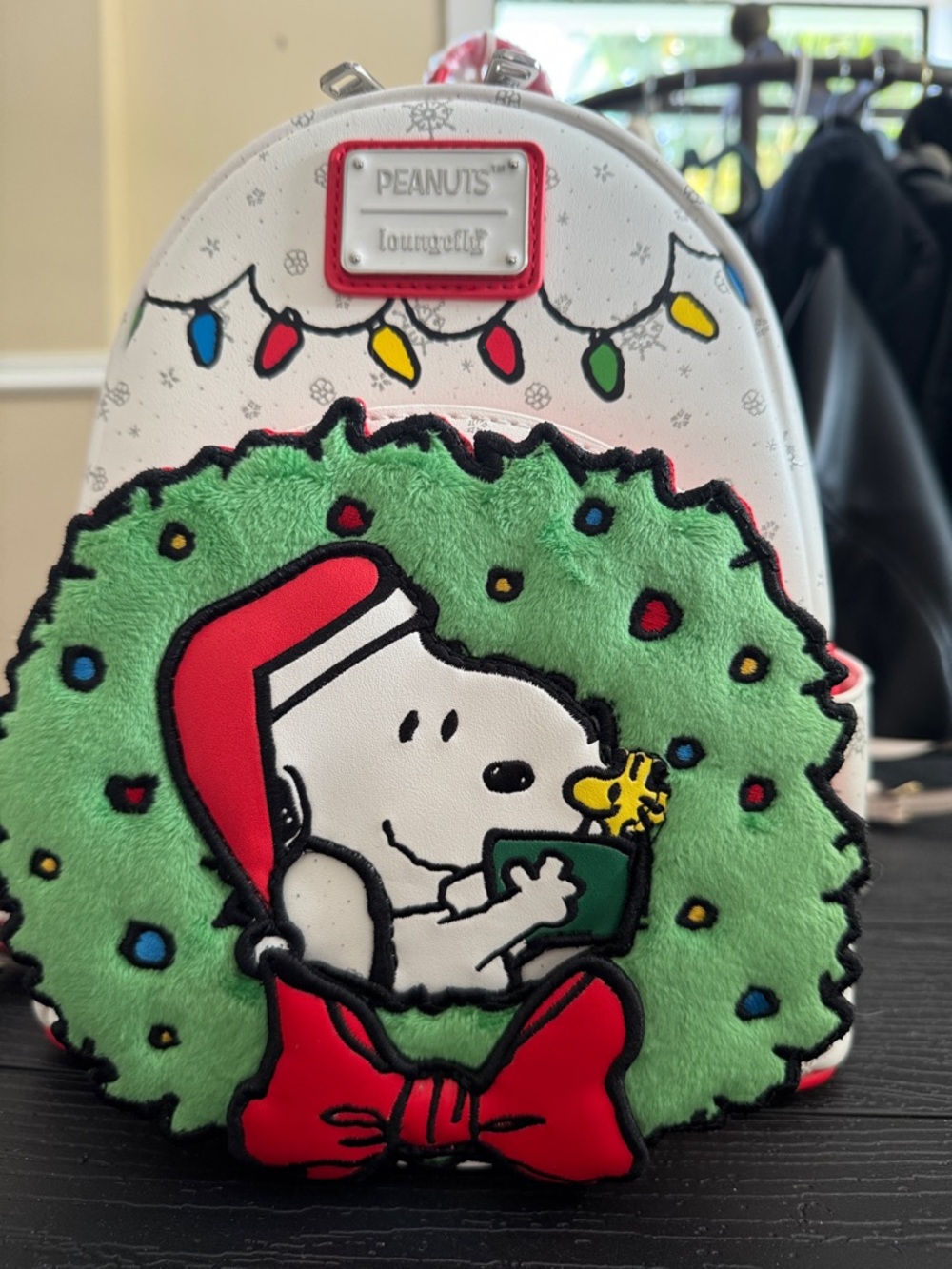 Peanuts x Loungefly Snoopy Holiday Wreath Mini Backpack - White & Green